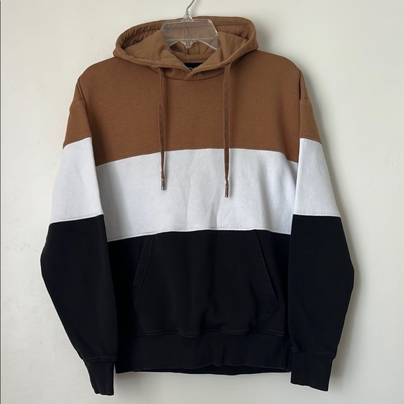 Men's Tri-Color Hoodie - Tan White Black Size Small - Picture 1 of 6